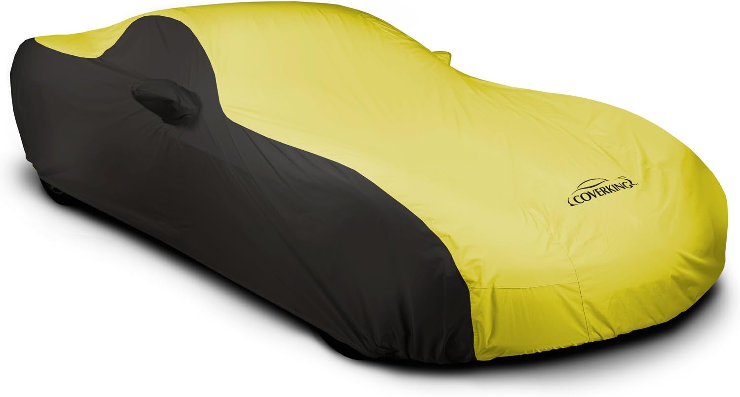 Coverking Custom Car Cover for Select Ford Mustang Models - Stormproof (2-Tone Yellow with Black Sides)