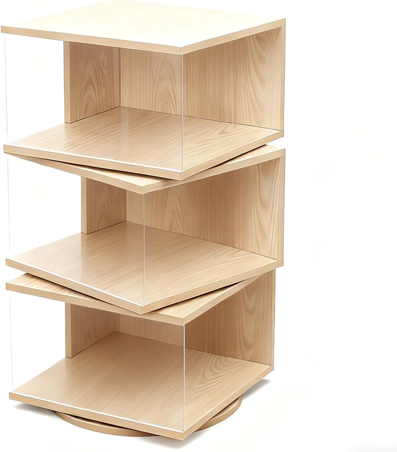 Rotating Bookshelf 360 Display Spinning Bookcase Storage Rack, Modern Display Book Shelf with Side Panels and Solid Wood Frame(Yellow,79.5cm/31.3in)