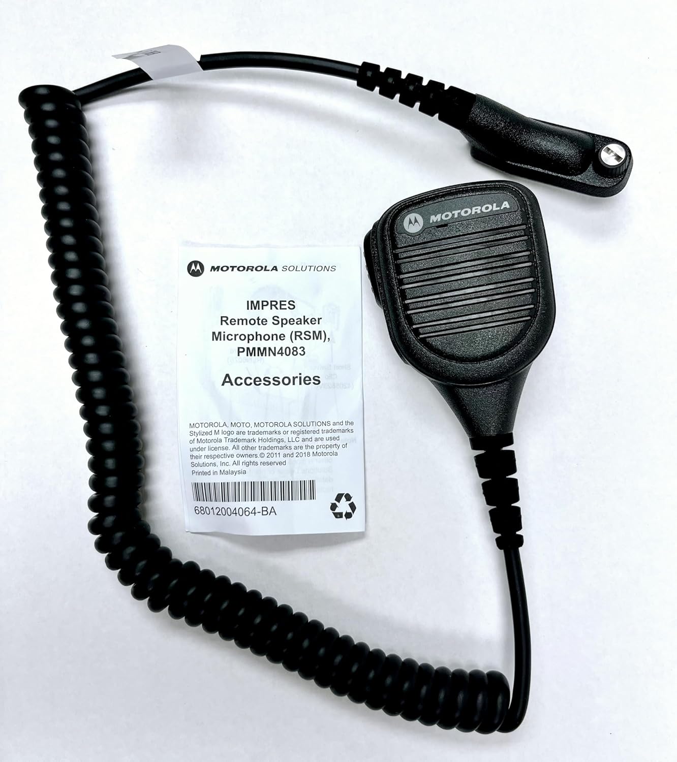 Motorola Solutions PMMN4083AL, PMMN4083, Remote Speaker Microphone. APX6000, APX8000, SRX2200. IP68 Rugged and Windporting