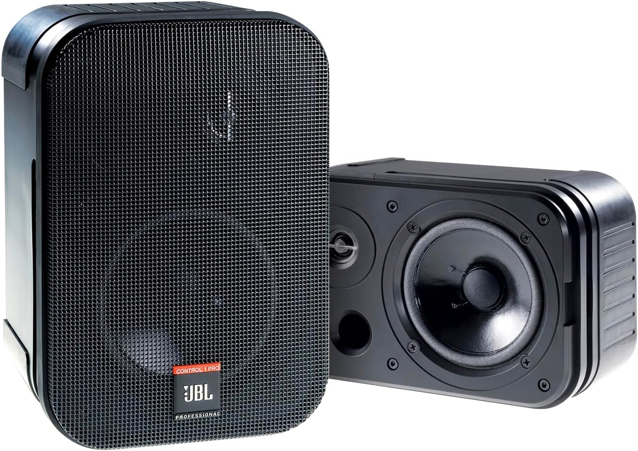 JBL Professional C1PRO High Performance 2-Way, 150 Watt 5.25” Compact, Passive, Satellite, Bookshelf Speakers, Home Theater, Desktop, Stereo, Studio, Black, Sold as Pair.
