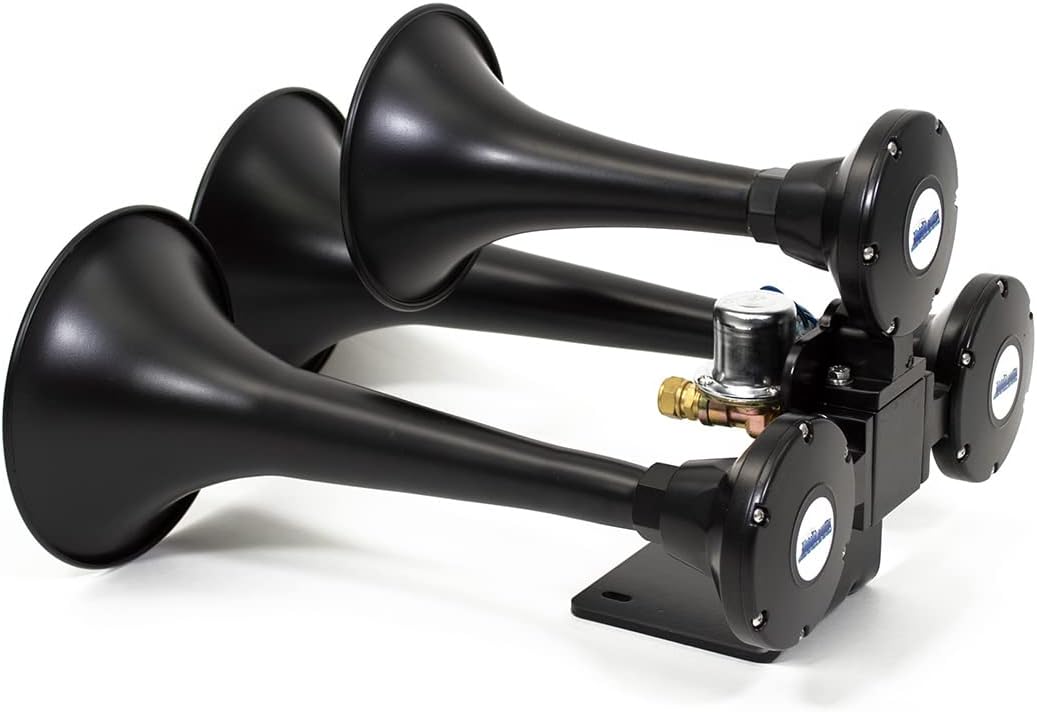 HornBlasters Outlaw Black 12/24 Volt Train Horn Only - 3 Trumpets - Big Sound