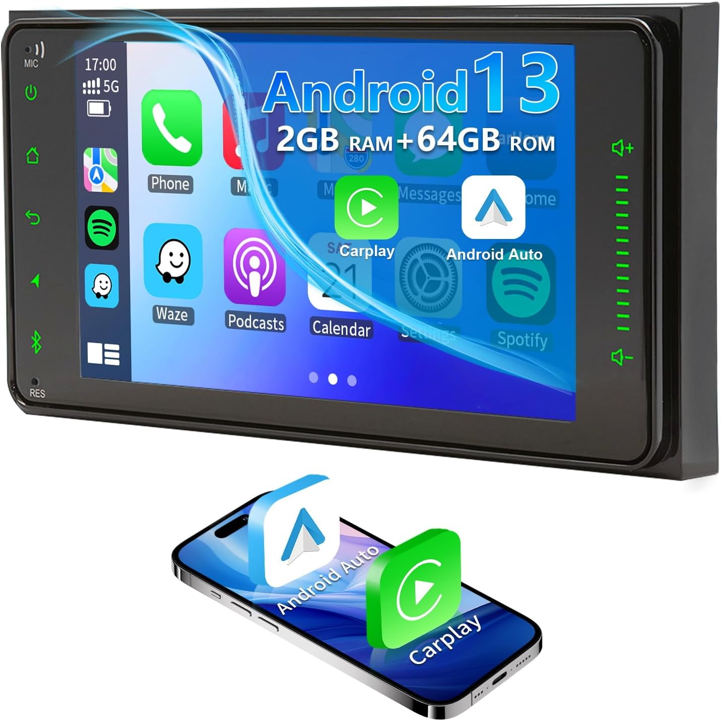 Car Stereo Touch Screen Radio with Navi WiFi Carplay Android Auto Plug Play for 4Runner 2003-2009/Tundra Sequoia 2003-2007 /Camry 2002-2006/RAV4 2000-2005/Scion xB xA xD iQ tC FRS 2004-2016