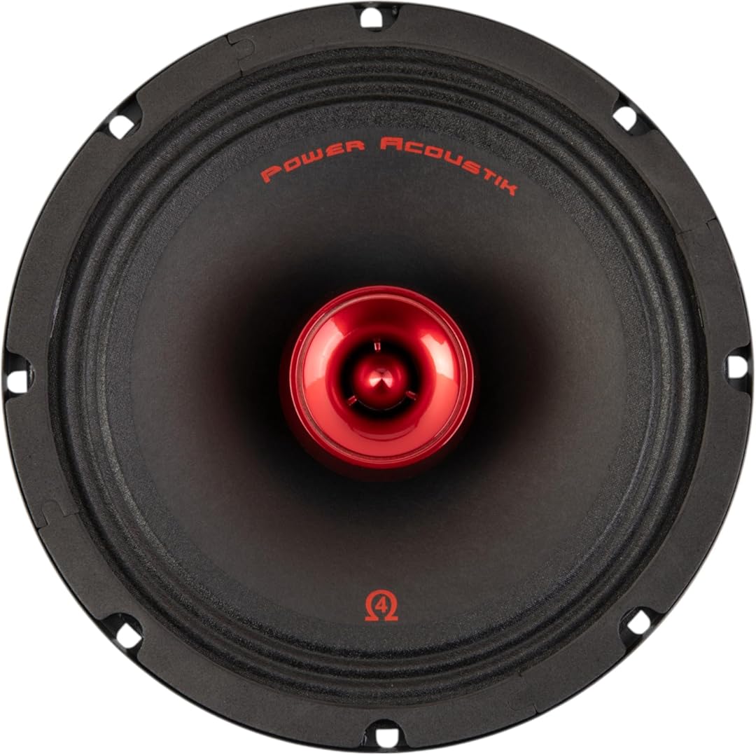 Power Acoustik PR-804T – 8 Inch Midrange Pro Audio Speaker with 2-Way Bullet Tweeter | 350W Max Power, 4 Ohm, 95dB Sensitivity | Steel Basket, Cloth Surround, Ferrite Magnet – Loud Car Speaker