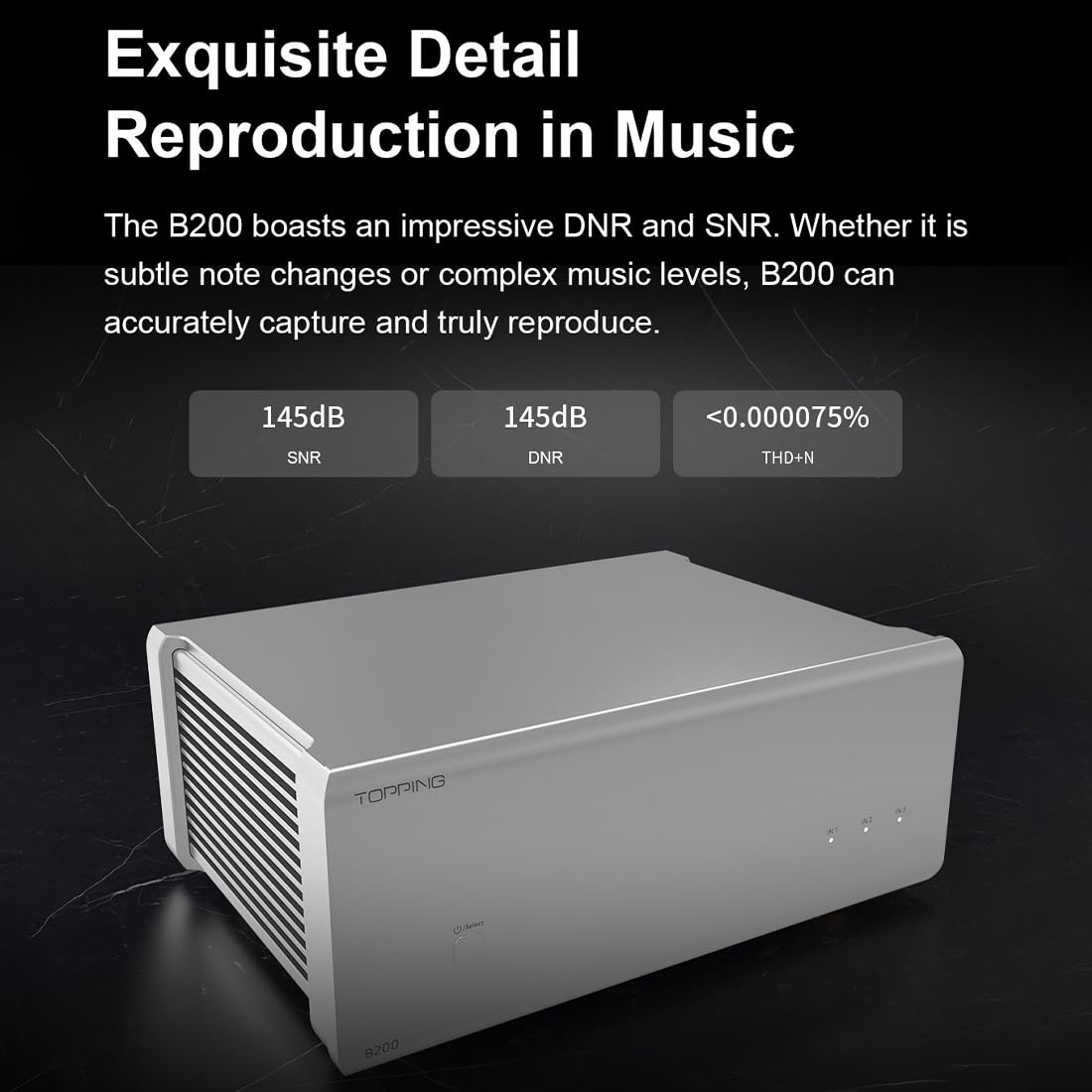 Topping B200 Mono Pure Power Amplifier 3 x XLR/TRS Balanced Input 200W Output 2 Gain 12V Trigger High Power NFCA Discrete Amplifier(Black)