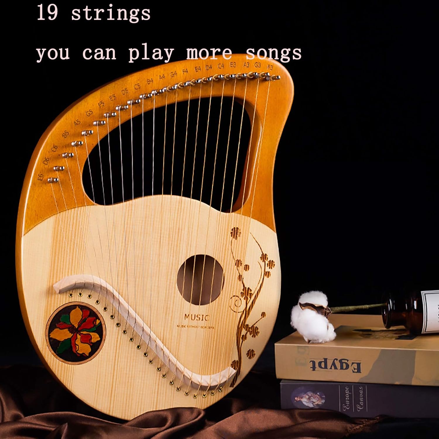 Lyre Harp 21 Metal Strings Mahogany Instrument,with Tunning Wrench, Spare String, English Manual,Best Gift for Beginners Music Lovers Adult