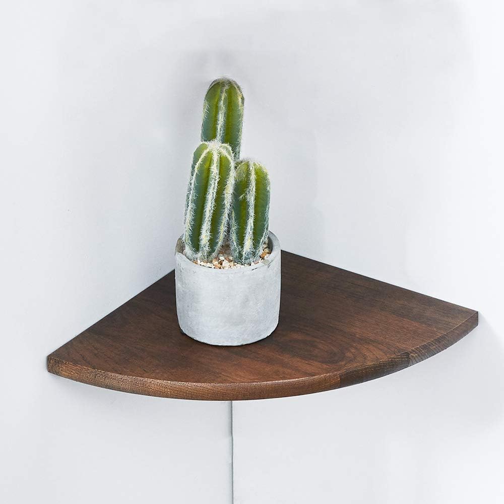 Corner Shelf, 16inch Oak Solid Wood Floating Shelf Display Shelf Round Edging Wall Mount Speaker Shelf Shelving Solution Bedroom Ktichen Bathroom