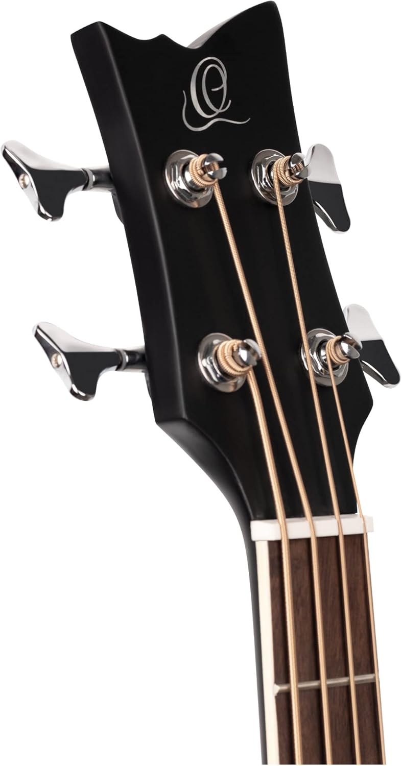 Ortega Guitars Deep Series 4 String Acoustic Bass Guitar, Right-handed, Black, (D7CE-SBK-4)