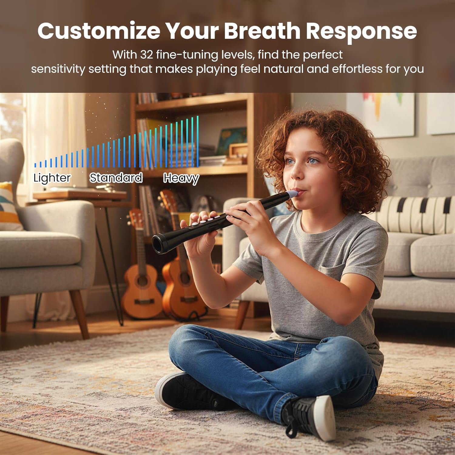 HONEY JOY Electronic Wind Instrument, Portable Electric Digital Saxophone Synthesizer w/MIDI, 100 Tones, 2 Fingering Modes, 4-Octave Range, 2 Mouthpiece, 3W HIFI Speaker, Rechargeable for Beginner