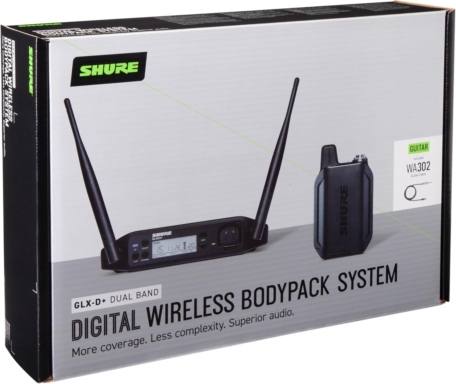 Shure GLXD14+ Dual Band Pro Digital Wireless System for Guitar and Bass - 12-Hour Battery Life, 100 ft Range | Includes 1/4