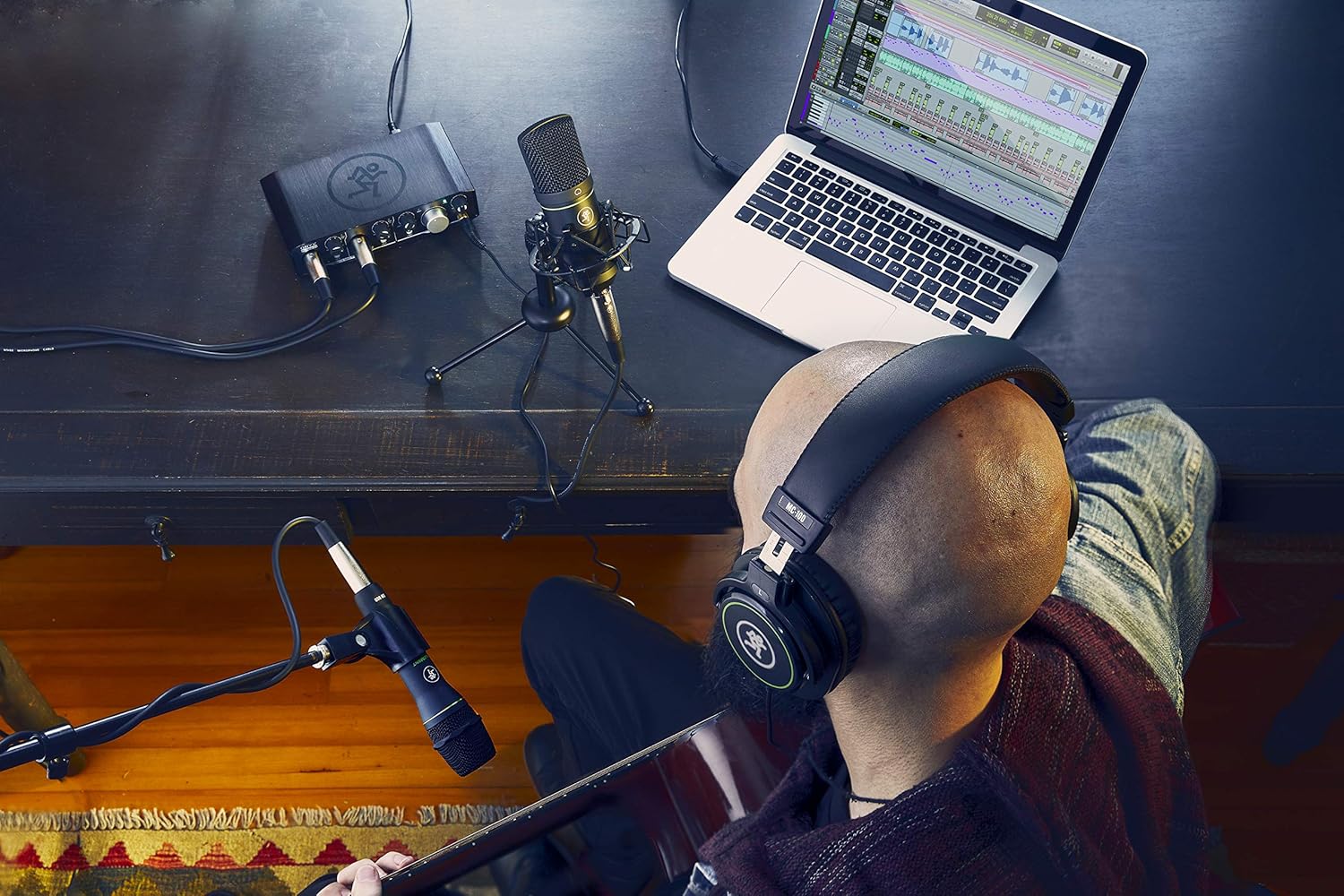 Mackie Producer Bundle with Onyx Producer interface, EM89D dynamic mic, EM91C condenser mic and MC-100 headphones.