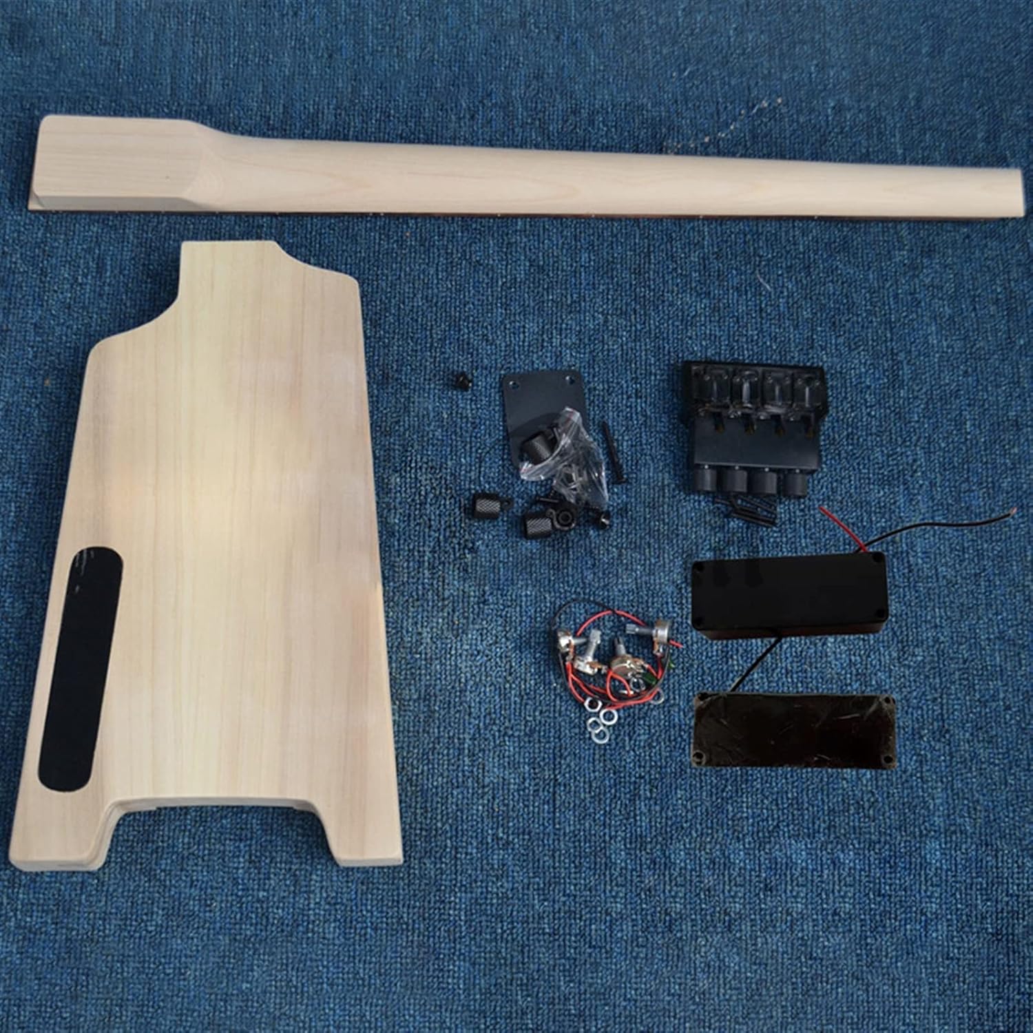 DIY Electric Guitar Kit 41 Inches Semi-Finished Headless Electric Bass Guitar Mahogany Body&Rosewood Fingerboard with All Hardware