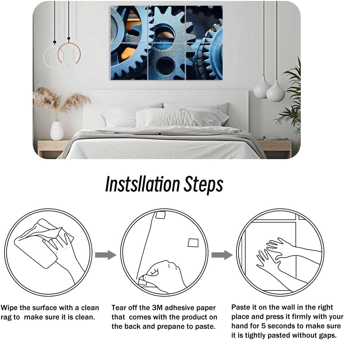 6 Pack Art Acoustic Panels Gears Sound Absorbing Panel 48