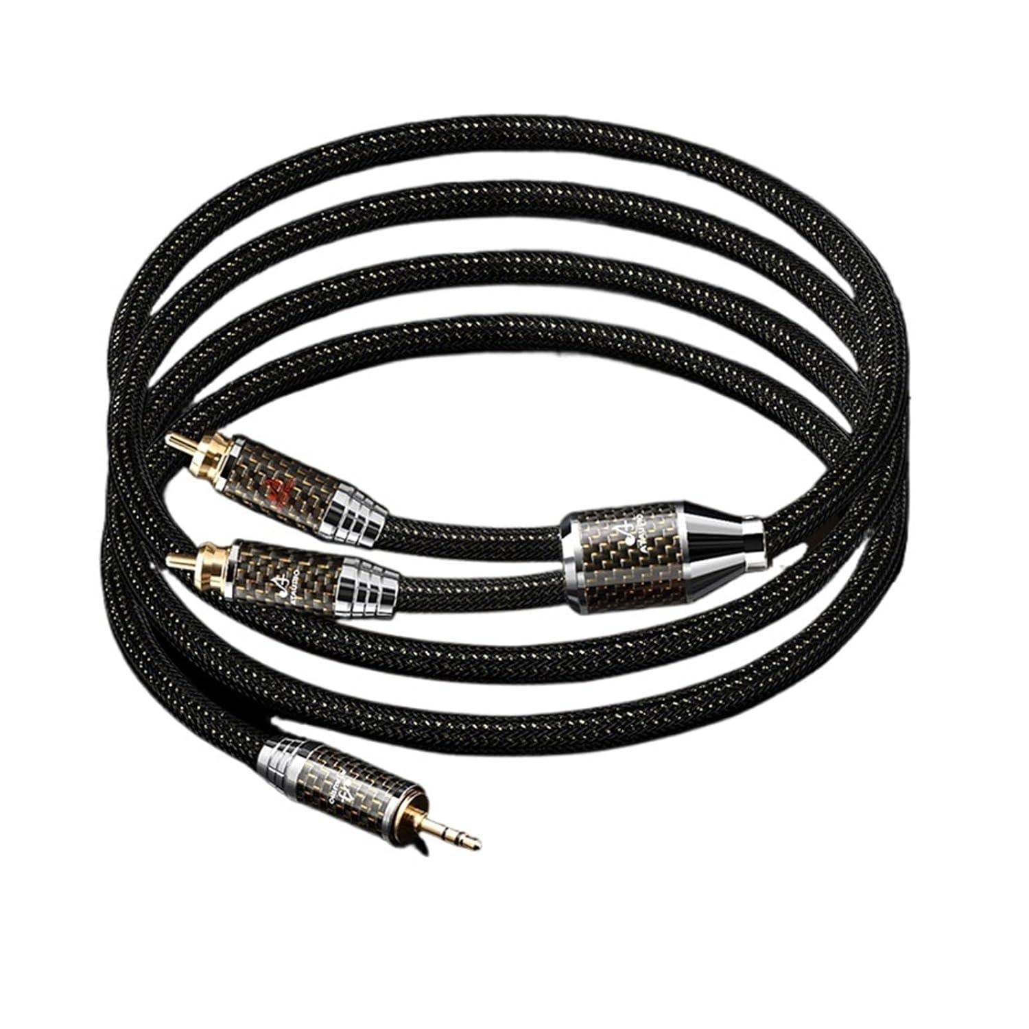 Audio Cable 3.5 to 2RCA Cord OCC Gold-Plated Core 3.5mm to Dual RCA Male Jack Cable for HiFi Systems Amplifier(5m)