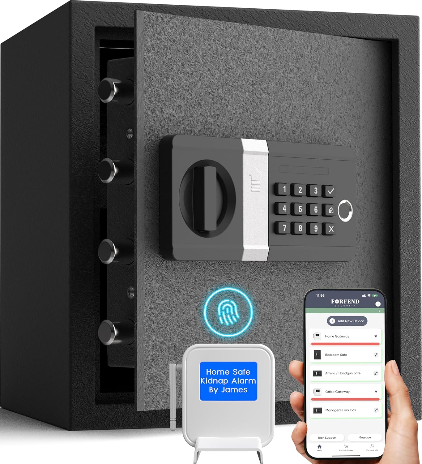 FORFEND Smart Home Safe | WiFi Safe Box App Lock/Alarm | Voice Command, Kidnap Alarm, Tamper Detect, Frozen Mode, Sub Account| Digital Safe Anti Theft