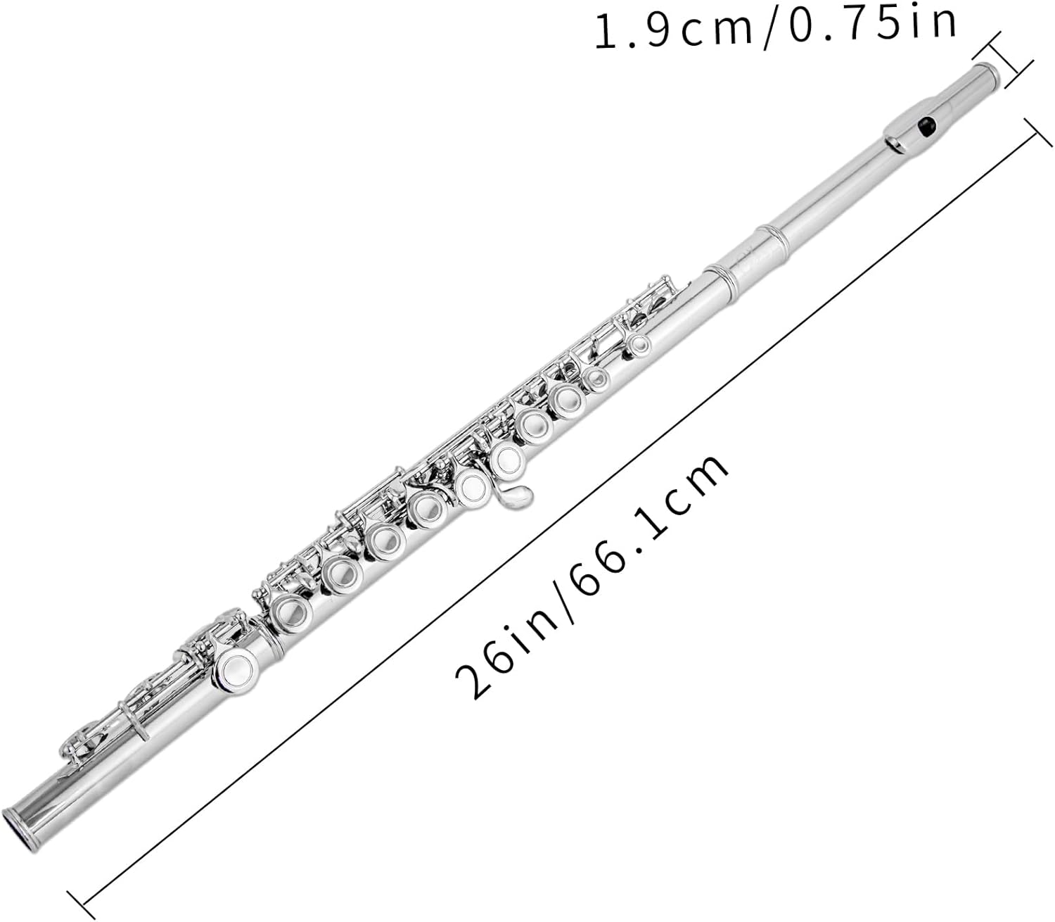 New C Flutes Closed Hole 16 Keys Flute for Beginner Flute Instrument with Cleaning Kit, Stand, Gloves, Tuning Rod,Carrying Case, Nickel (Nickel)