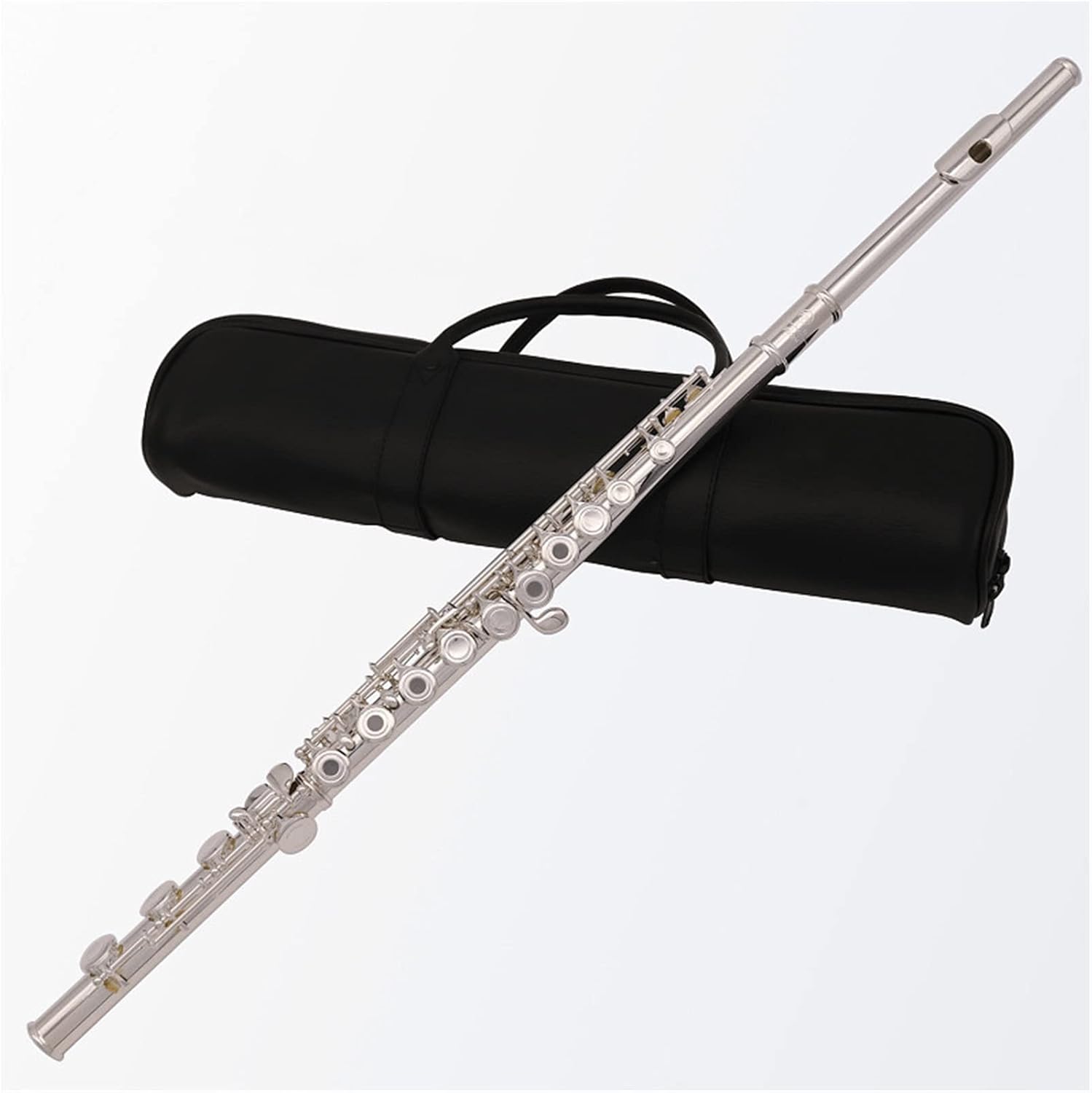 ZUZU New Silver Plating 17 Open Hole Flute C Tone B Foot Italian Pads Leather Case Beginners Flute