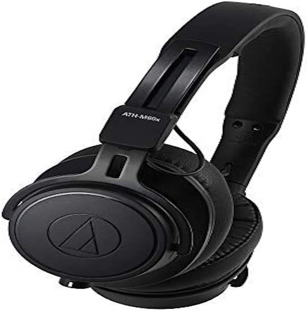 Audio-Technica ATH-M60X On-Ear Closed-Back Dynamic Professional Studio Monitor Headphones Black
