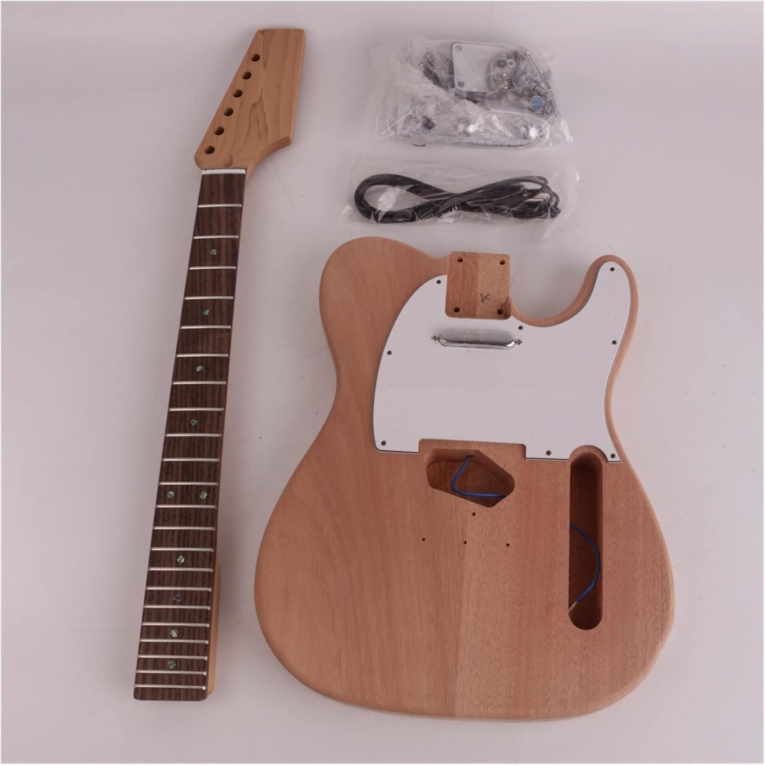 Unfinished Maple Neck Fretboard Mahogany Body 22 Frets for Tele Electric Guitar Kit DIY Unfinished Electric Guitar Kit (Color : 02)