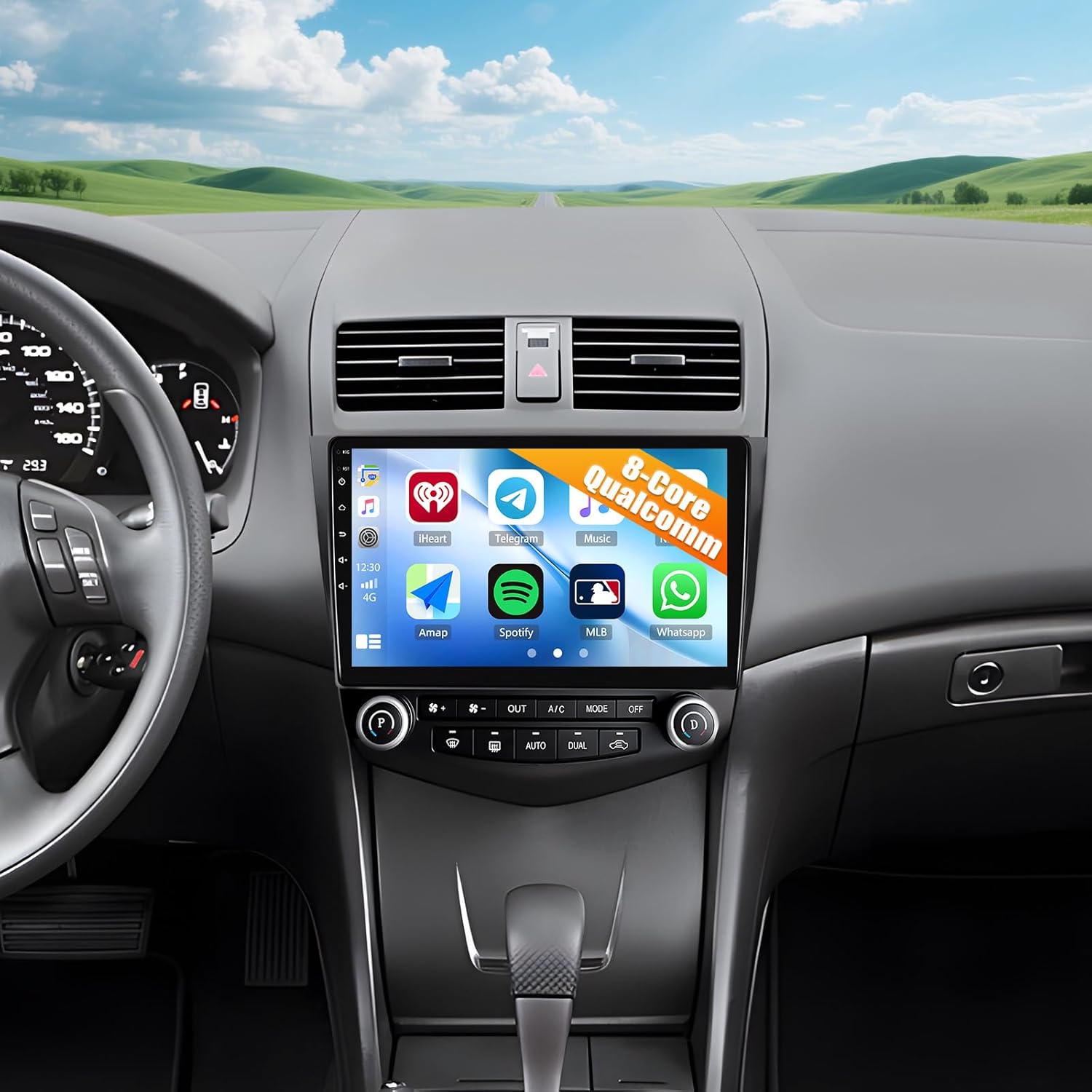 Snapdragon 8-Core 4G+64G Car Radio Stereo for Honda Accord 7th 2003 2004 2005 2006 2007 with Wireless CarPlay Android Auto, 10