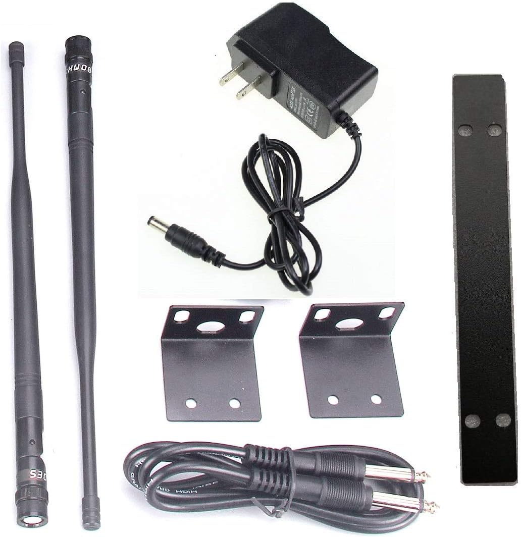 GTDaudio 2x100 Adjustable Frequency Channels UHF Wireless Microphone DJ Karaoke Mic System Long Range 400Ft, Battery 12 Hours (2 Handheld Mics)