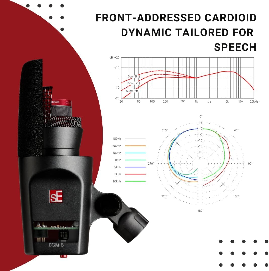 SE Electronics DCM6 Dynacaster DCM 6 Broadcast Microphone, Black