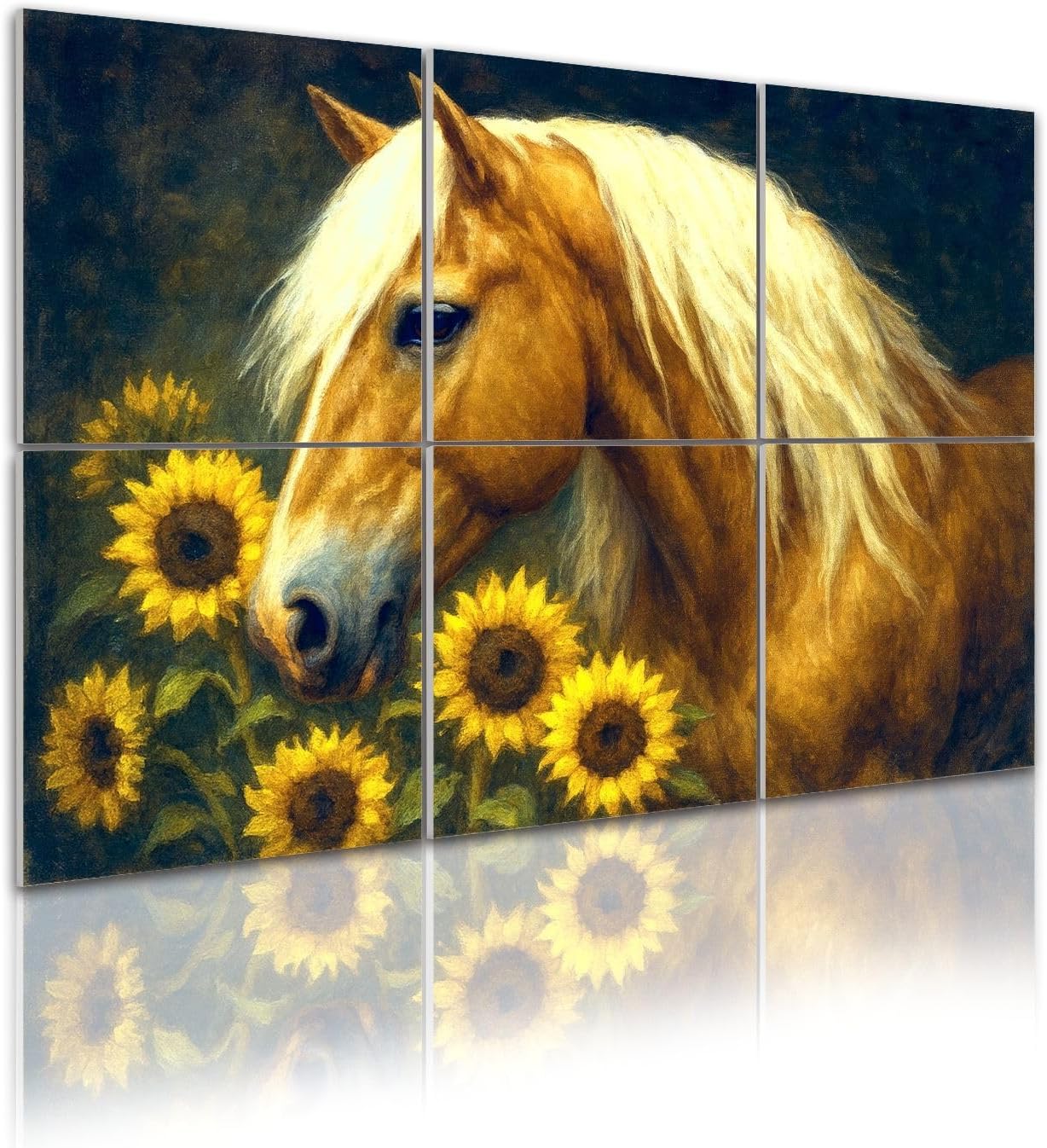 6 Pack Art Acoustic Panels Self Adhesive haflinger horse sunflowers horse pictures royalty free Decorative Soundproof Wall Panels Sound Absorbing Panel 48