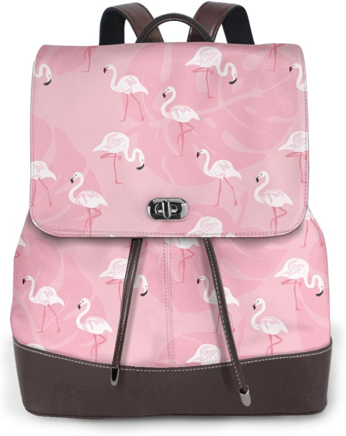 Pink Flamingos and Flowers for Womens Backpack Purse Microfiber PU Anti-theft Large Fashion Designer Travel Bag Ladies Shoulder Bags