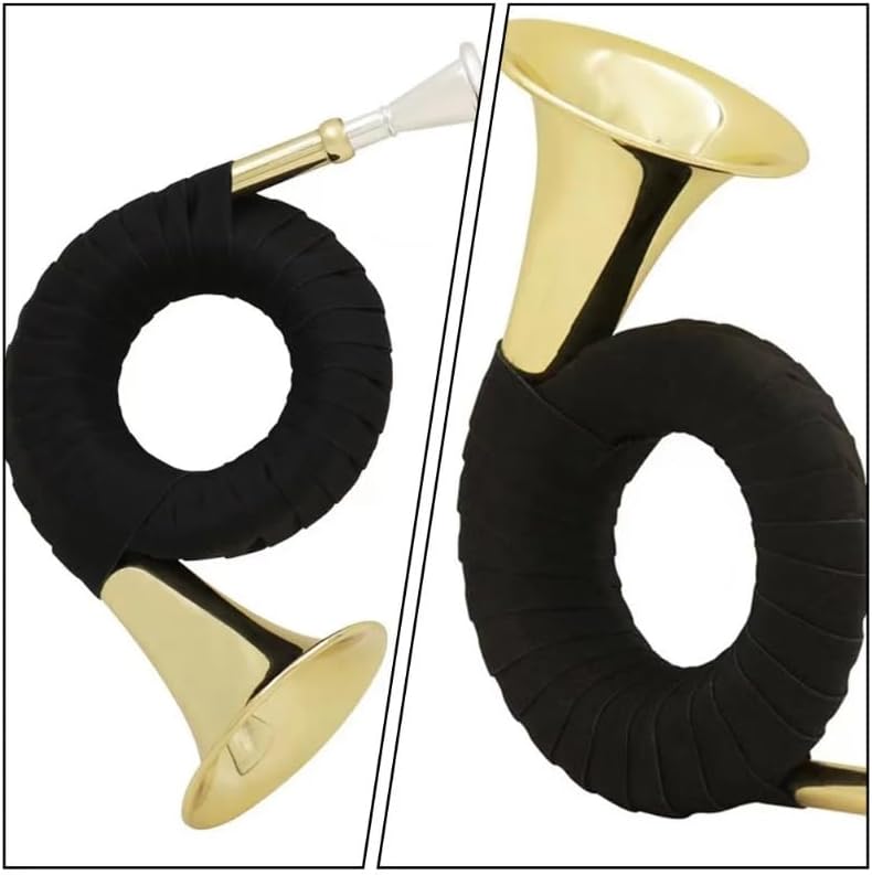 B Flat Hunting Horn Professional Brass Instrument with Clear Tone | Small French Waldhorn Mellophone for Marching Band, Stage Performance, Outdoor Ceremony | Durable Polished Brass Finish