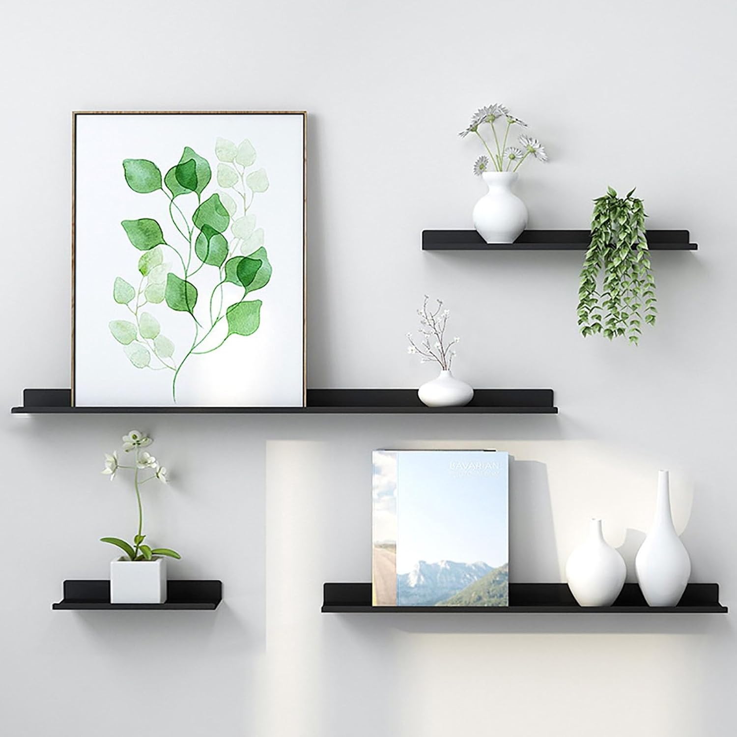 Floating Shelves Wall Mounted,Modern Wall Shelves for Storage with Lip, L-Shape Display Picture Ledge Shelf for Wall Decor Bedroom Living Room Bathroom Kitchen ( Color : White , Size : 30x12cm/11.81x4