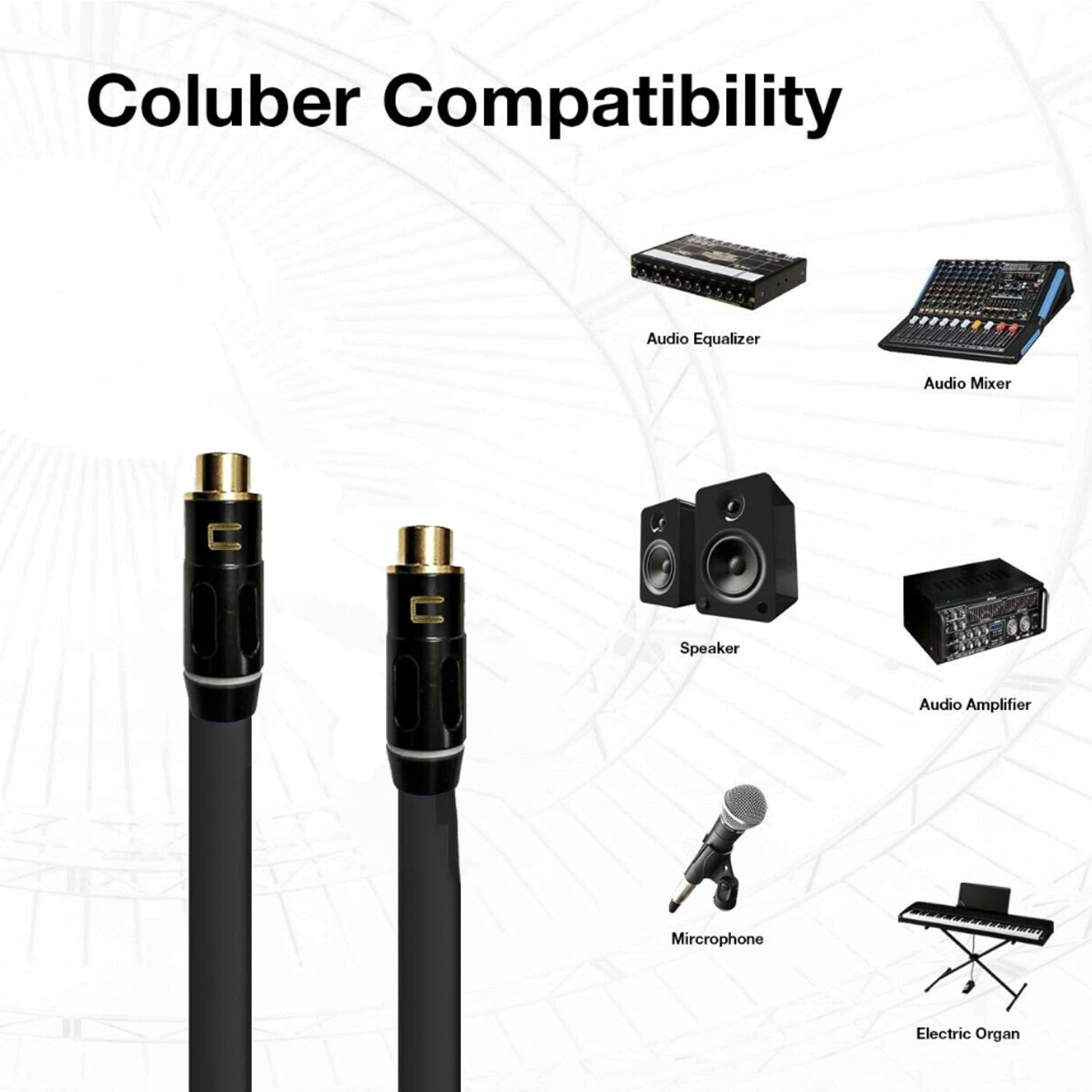 COLUBER CABLE RCA Female to RCA Female - 200 Feet - Red - Pro 3-Pin Microphone Connector for Powered Speakers, Audio Interface or Mixer for Live Performance & Recording