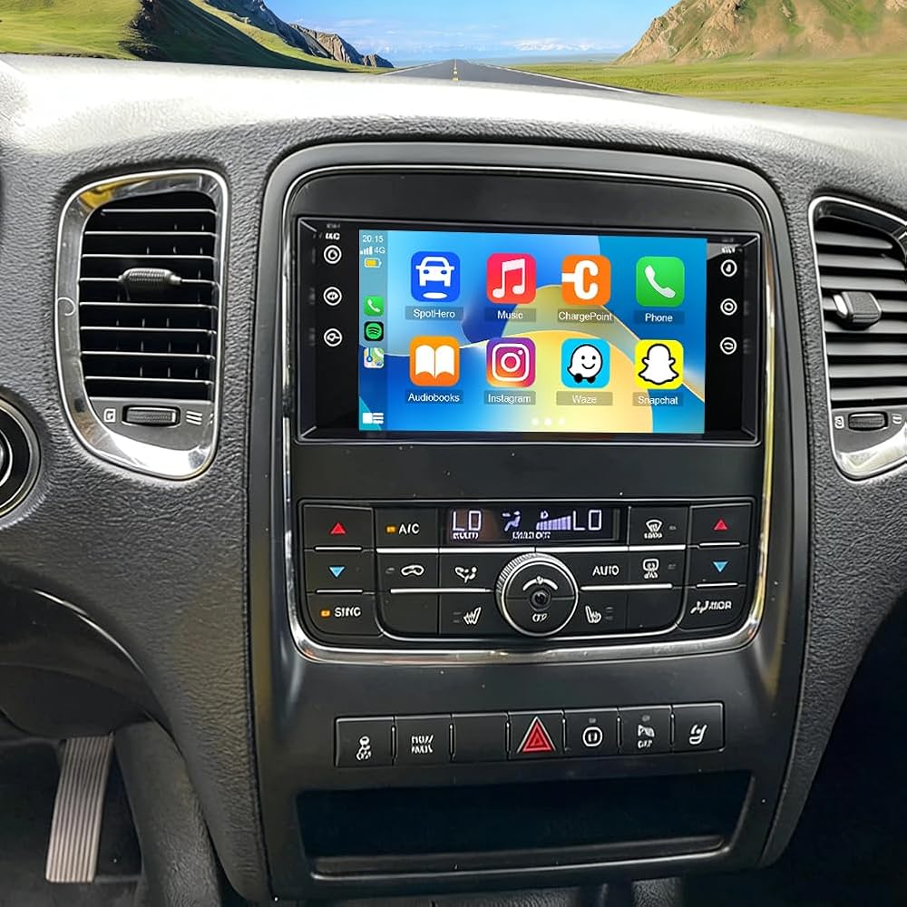 Double Din Car Stereo Radio Upgraded for for 2011 2012 2013 Dodge Durango GPS Navi Head Unit 7 inch Touch Screen Android 14 Support Wireless Carplay Android Auto-/FM/SWC/WiFi/Bluetooth/Camera