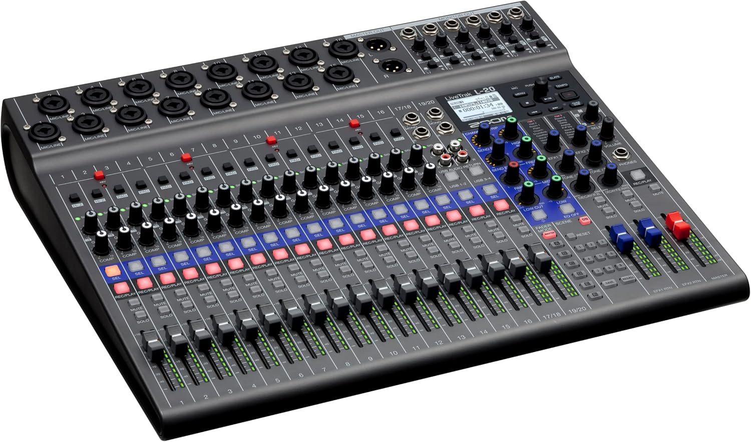 Zoom LiveTrak L-20 Digital Mixer & Multitrack Recorder Bundle with CBL-20 Carrying Case