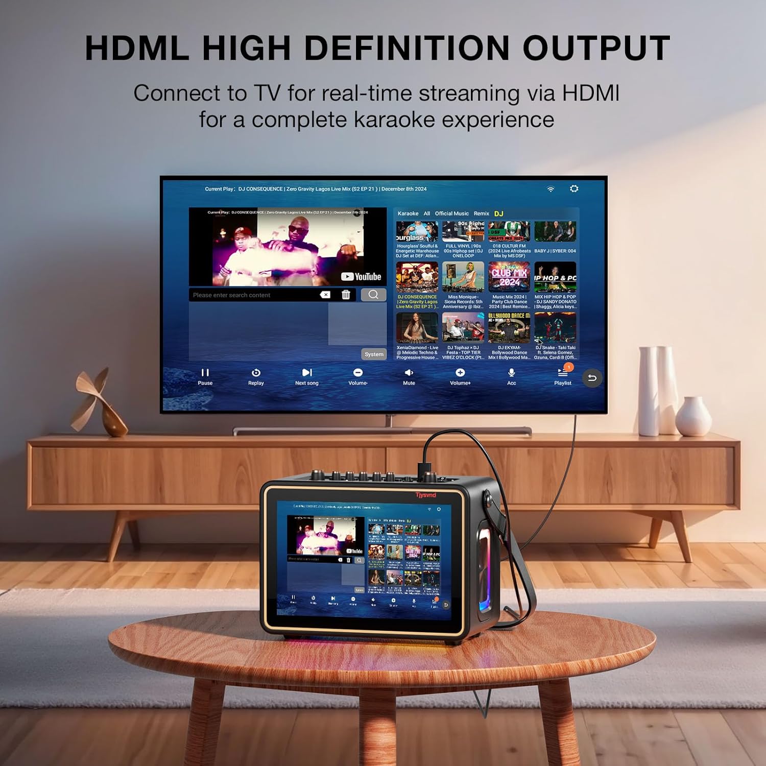 Smart Karaoke Machine with Lyrics Display, 12.1 Inch IPS Touch Screen, Two Wireless Microphones, Portable Bluetooth Speaker PA System for Home Outdoor Party (Large)