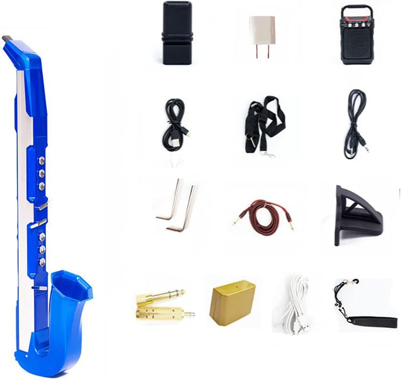 Sax Beginners Kit Digital Saxophone Electronic Saxophone is Suitable for Self-Study Entertainment Leisure and Playing Musical Instruments Wind Instrument (Color : Blue 1)