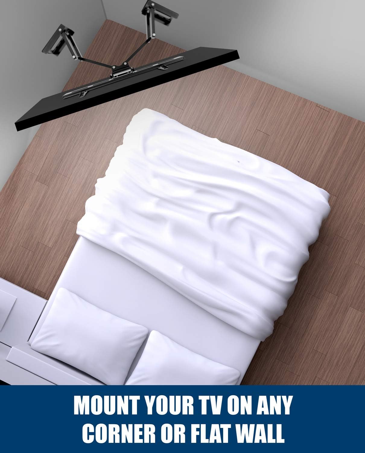 Mount-It! Corner TV Mount | Premium Swivel Full Motion Caddy Corner Wall Bracket for 37-63 inch Flat Panel Screens VESA up to 800x400, 132 lb Capacity, Black