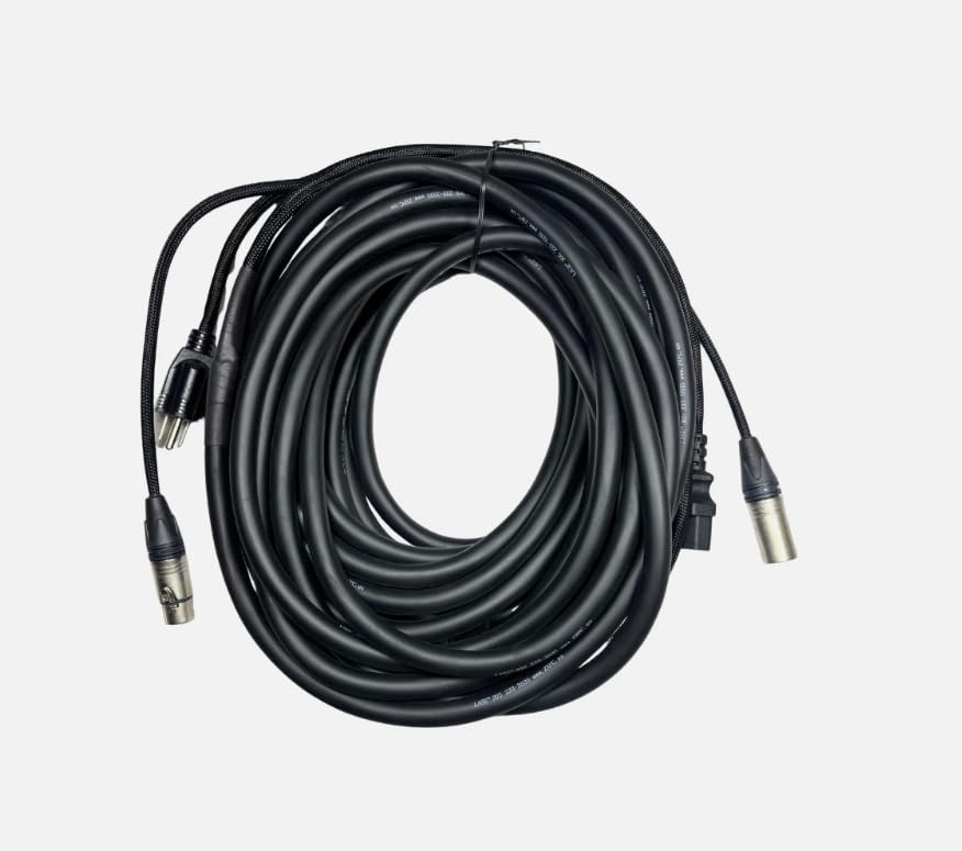 LASE 50 Ft Siamese NEUTRIK PowerCon AC & XLR Audio Combo Cable (Powered Speakers