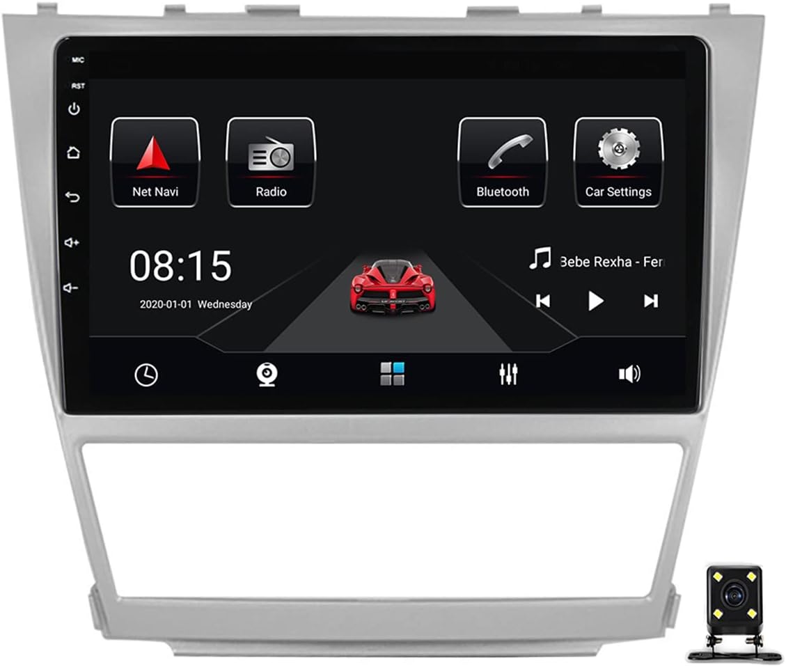 Double Din Car Stereo Receiver, 9In Touch Screen Car Radio Bluetooth, WiFi, USB, FM Radio, Compatible with Carplay and Auto, for Toyota Camry 2007-2011 with Backup Camera