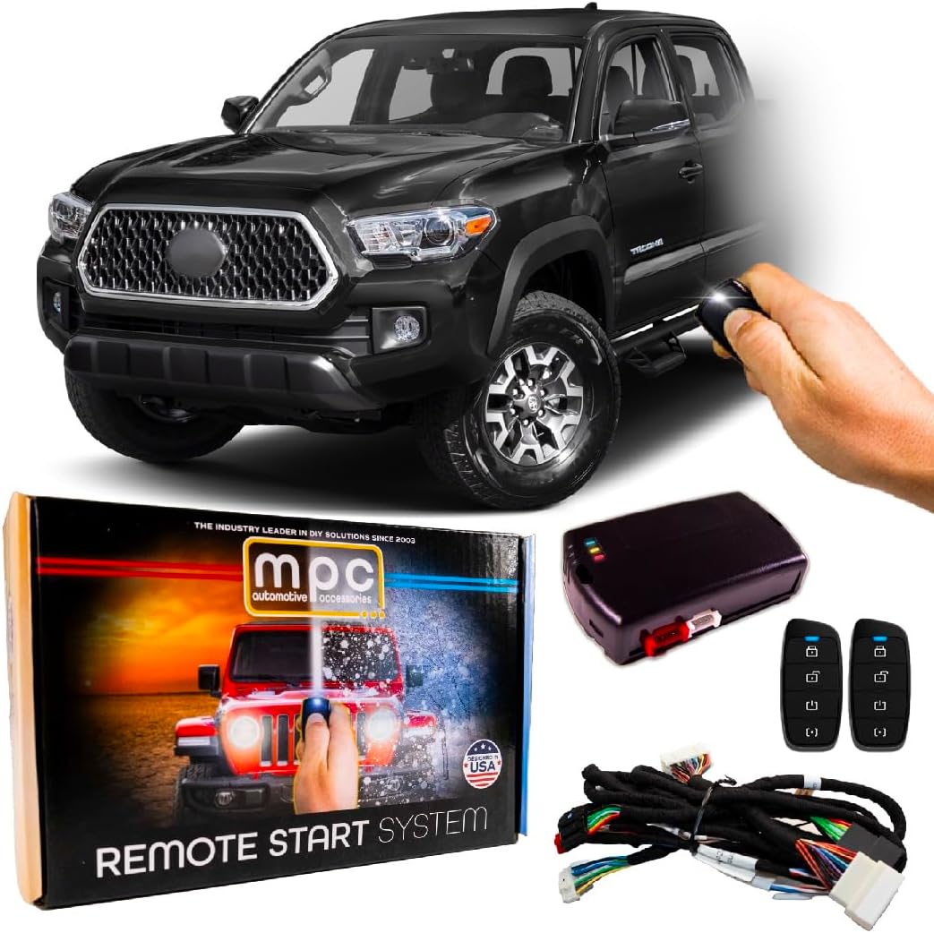 MPC Plug N Play Remote Starter Compatible with 2016-2019 Toyota Tacoma |Push to Start| |Gas| with T-Harness - (2) Extended Range 4-Button 2-Way Remotes - Up to 1,500 ft