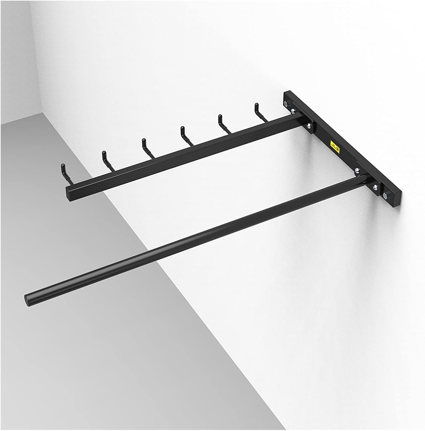 Wall Mount Yoga Mat/Balls Holder for Home/Gym/Office Corner, Heavy Duty Exercise Mats Storage Shelf with Hooks - for Hanging Yoga Straps