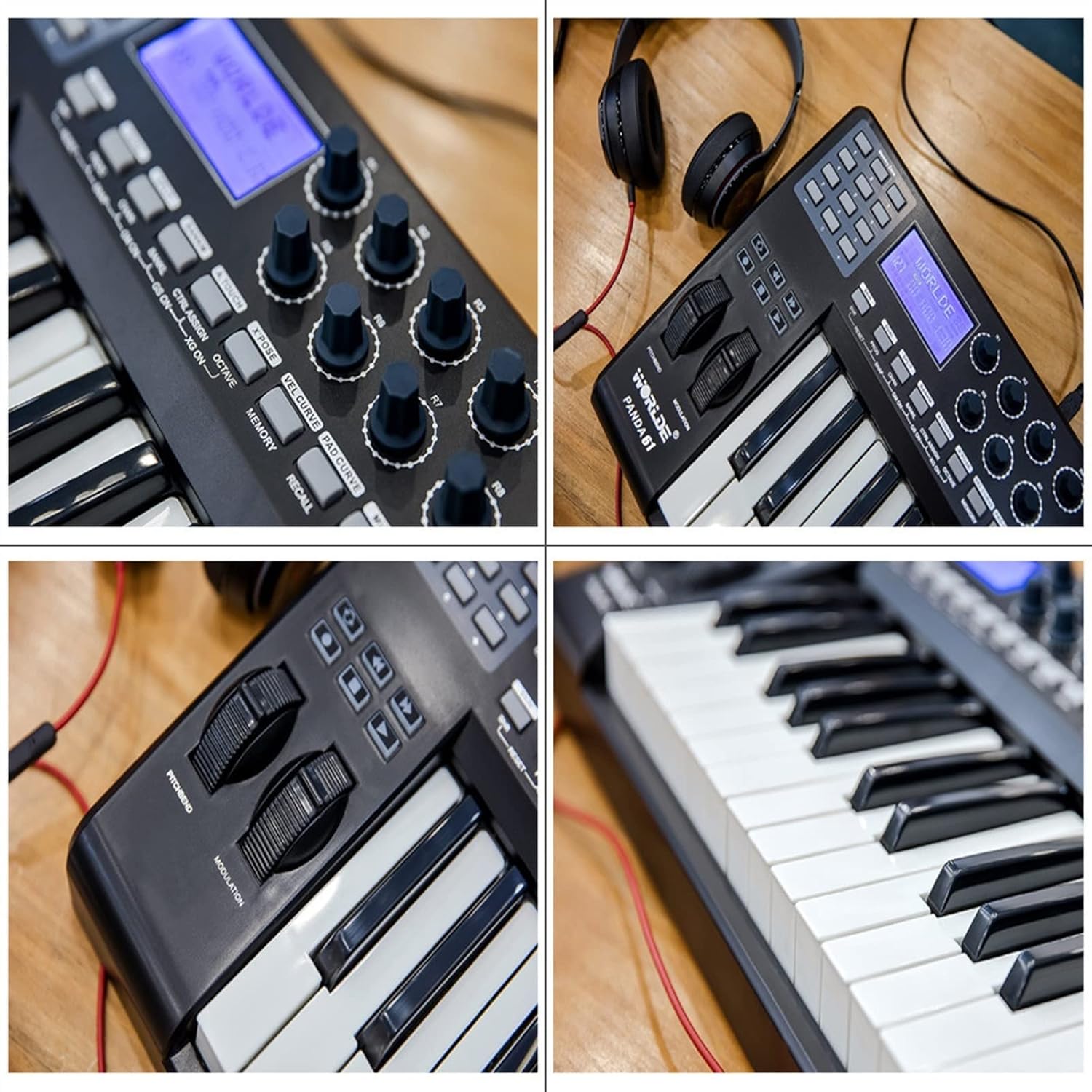 61 Portable 61-Key USB MIDI Keyboard Controller 8 RGB Colorful Backlit Trigger Pad Keyboard Piano