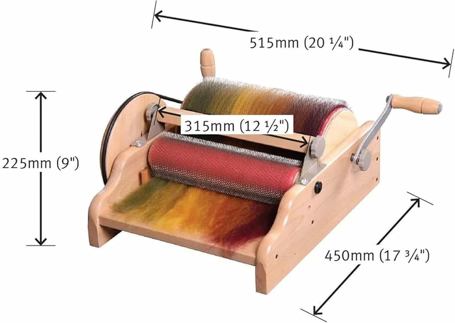 Manual Wool Combing Machine, DIY Manual Wool Felt Machine with Cleaning Brush and Awl, Tooth Pitch Can Be Set, Drum Diameter 315mm, for DIY Craft, Handmade Enthusiasts~/