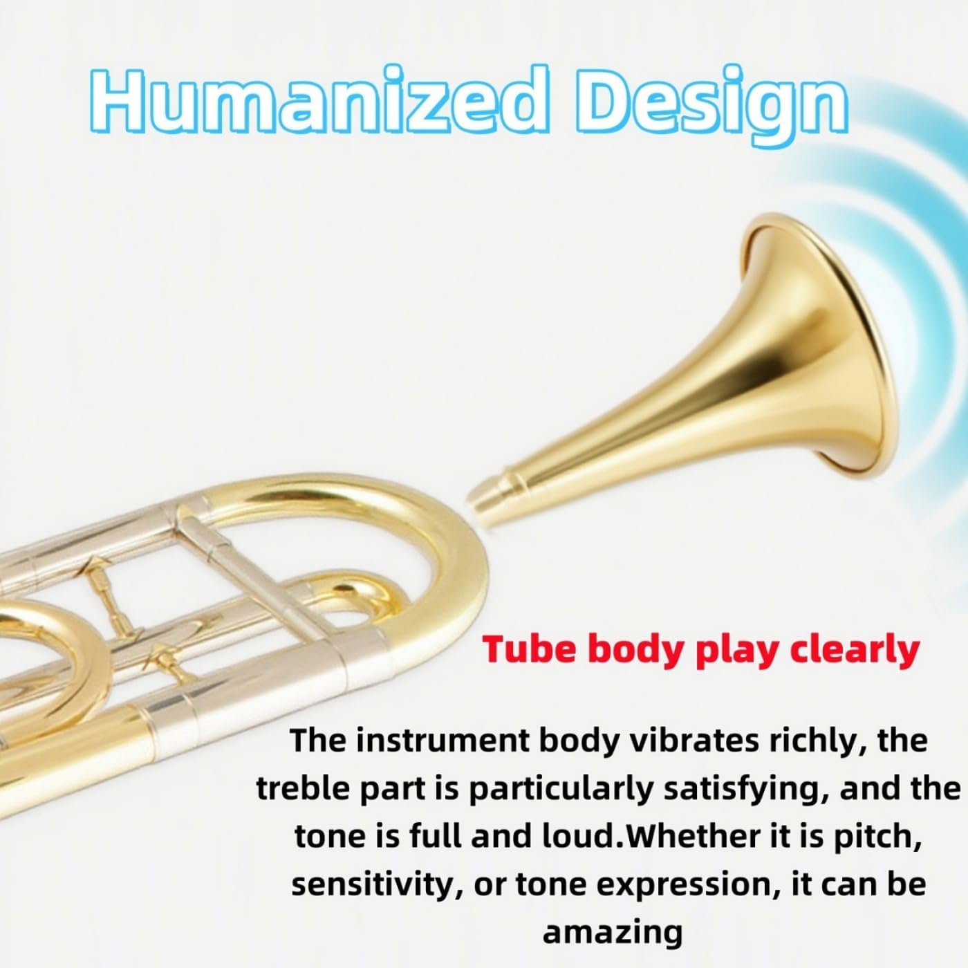 Bb Flat Tenor Slide Trombone Intermediate Brass Instrument with Mouthpiece Cleaning Kit & Padded Case for Students Band and Practice