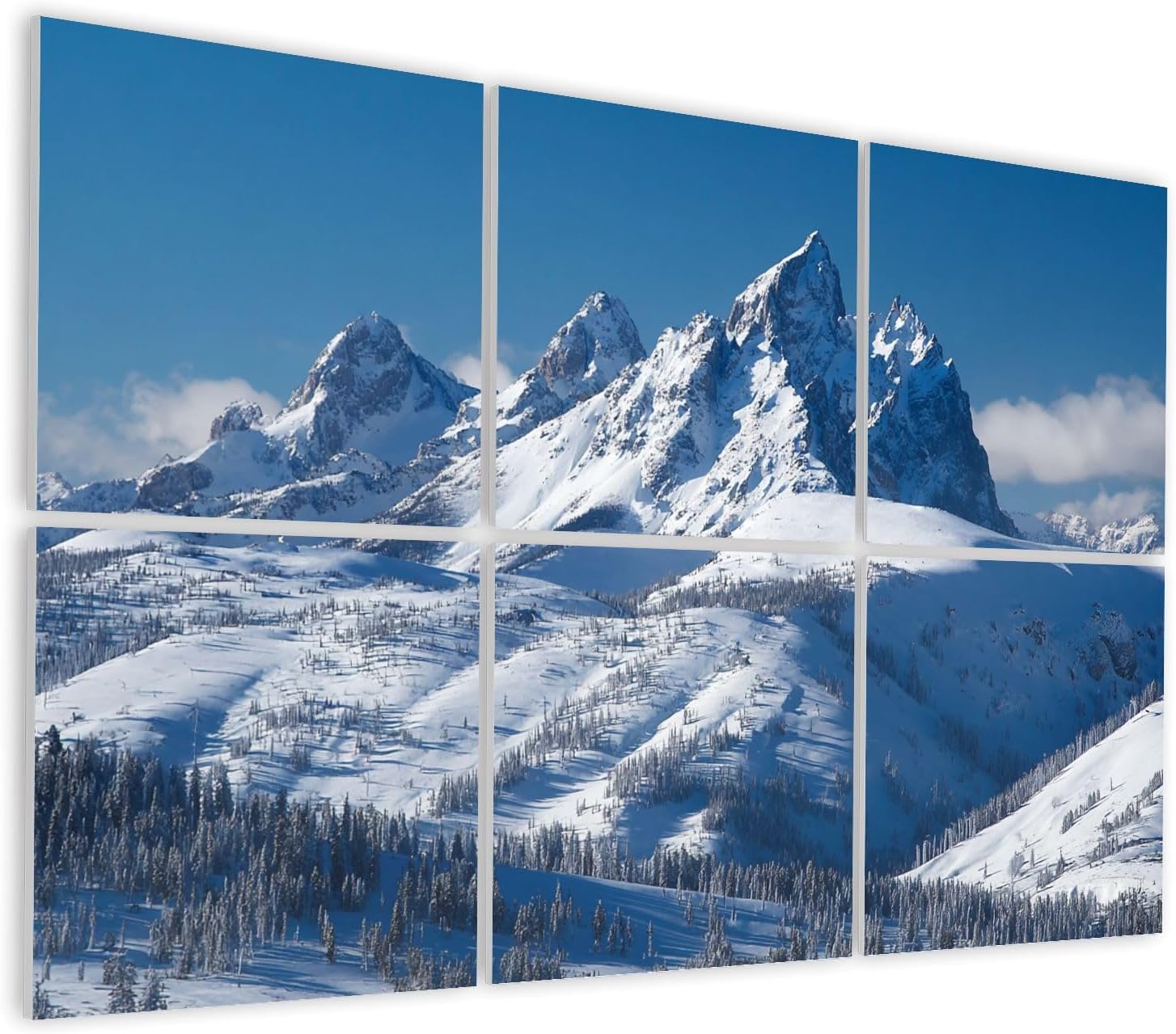 6 Pack Art Acoustic Panels Self Adhesive teton viewed from grand targhee snowy mountains pictures Decorative Soundproof Wall Panels Sound Absorbing Panel 48
