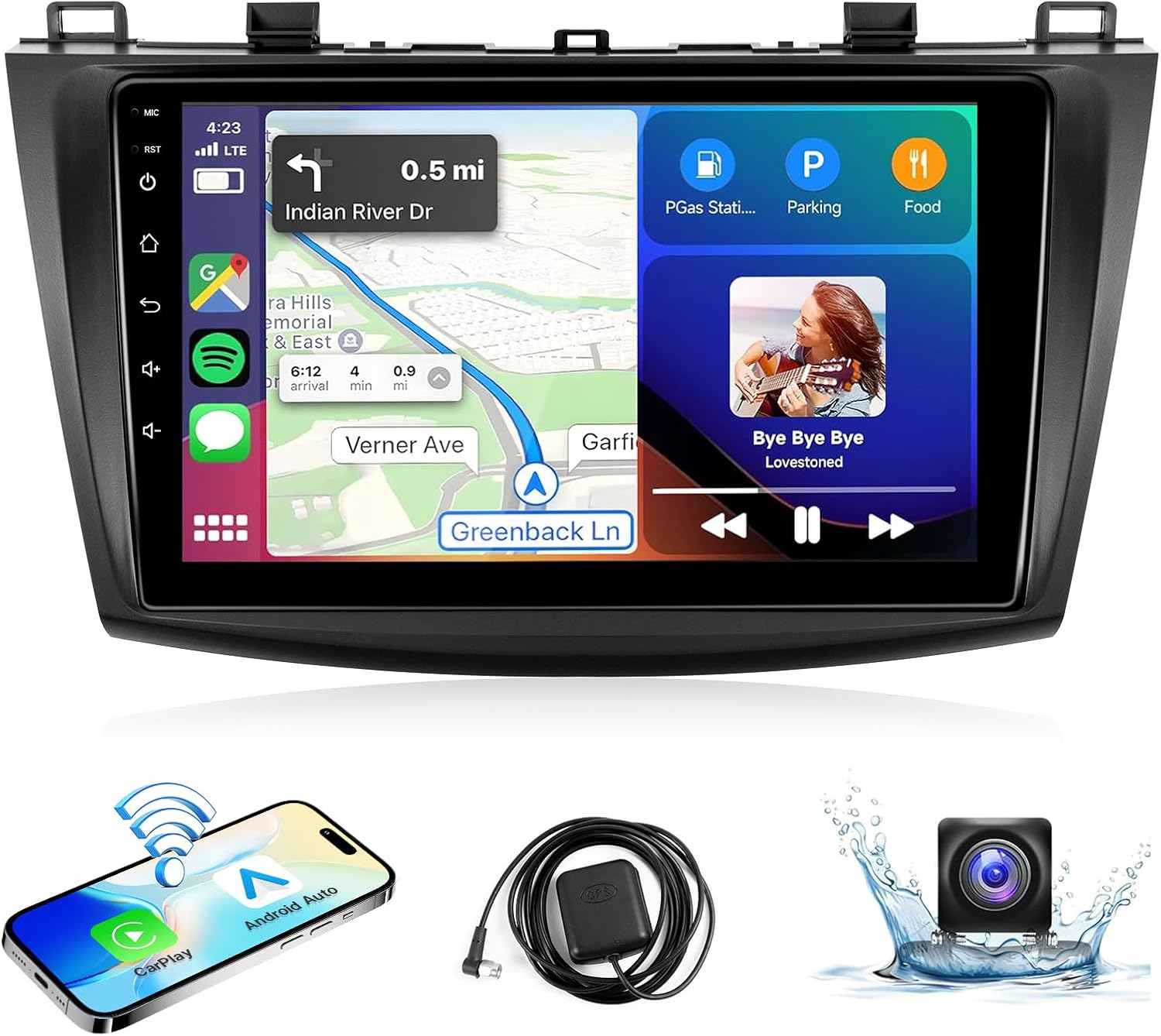 Leadfan Car Radio Stereo for Mazda 3 2009 2010 2011 2012 2013 Stereo Wireless CarPlay/Android Auto/Mirrolink 9 inch Touch Screen for Mazda 3 Head Unit/GPS/Bluetooth/FM/AHD Camera/Mic