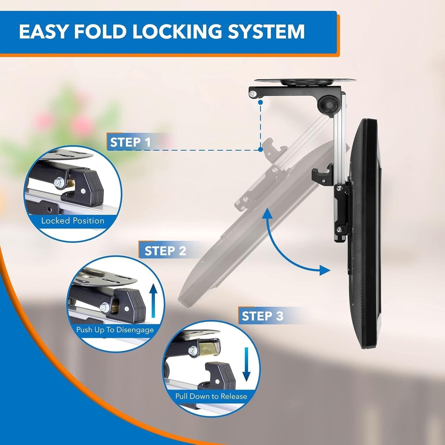 Corner tv Wall Mount,tv Mount, Fits 17-37 Inches Ceiling TV Mount, Flip Down TV and Monitor Mount Bracket, Adjustable Bracket Ceiling Kitchen Overhead and Under Cabinet Mount