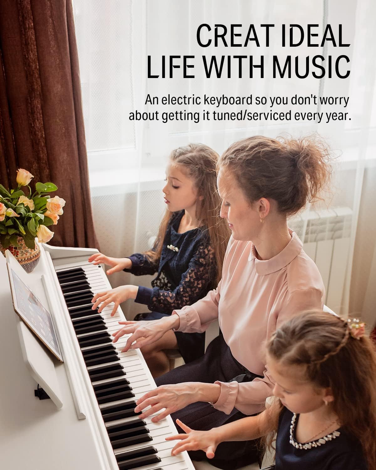 Donner DDP-100 Digital Piano White with Piano Bench