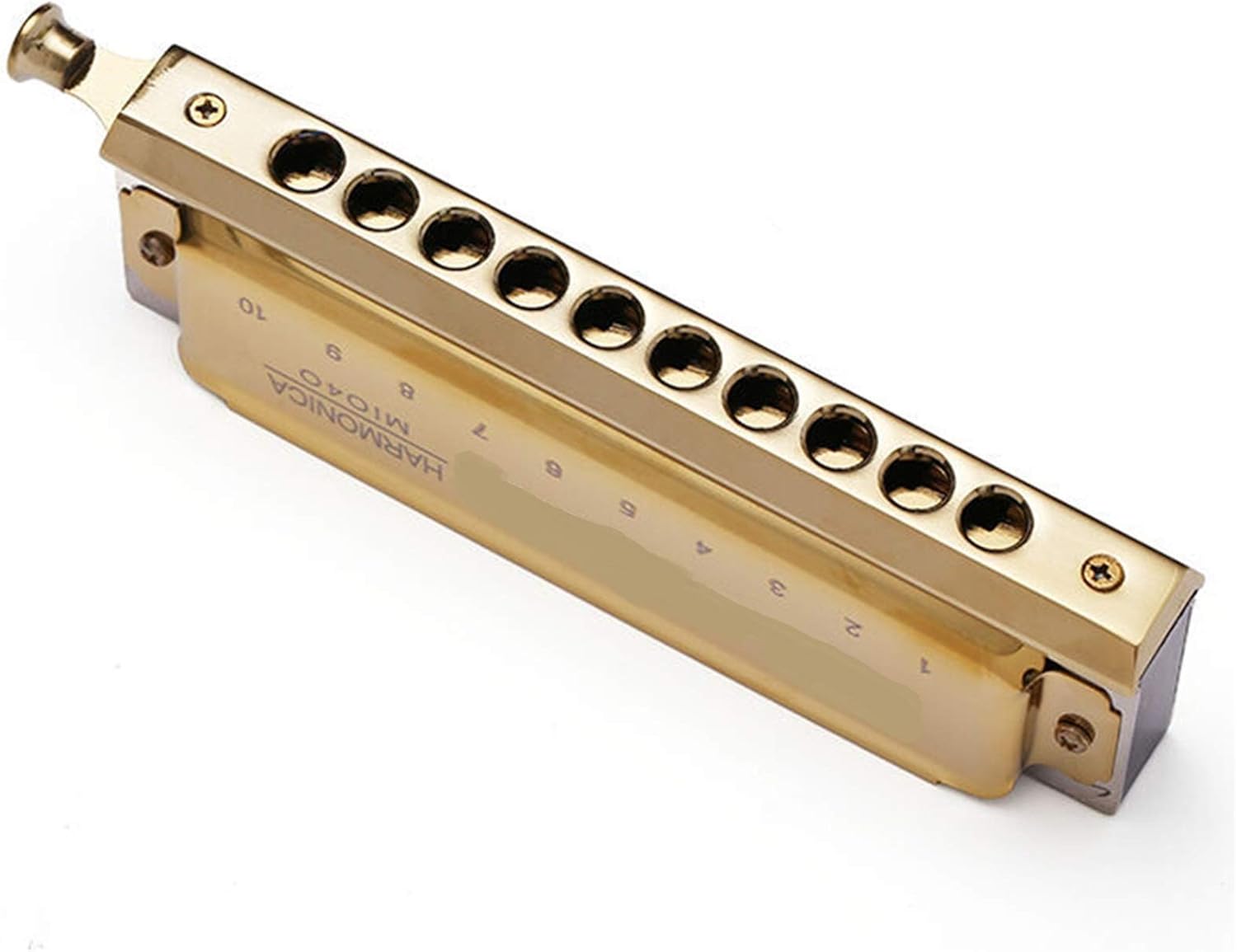 Folk Instruments Chromatic Harmonica 10 Holes Blues Harp Mouth Organ Key C Note Piano Types Harmonica Wood Music Instrument (Color : Golden Key of C)