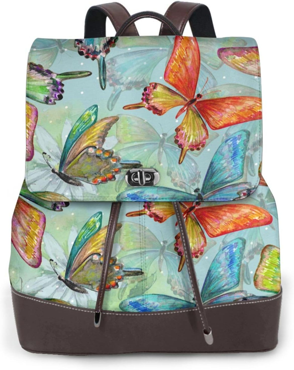 Retro Seamless Flying Butterflies for Womens Backpack Purse Microfiber PU Anti-theft Large Fashion Designer Travel Bag Ladies Shoulder Bags