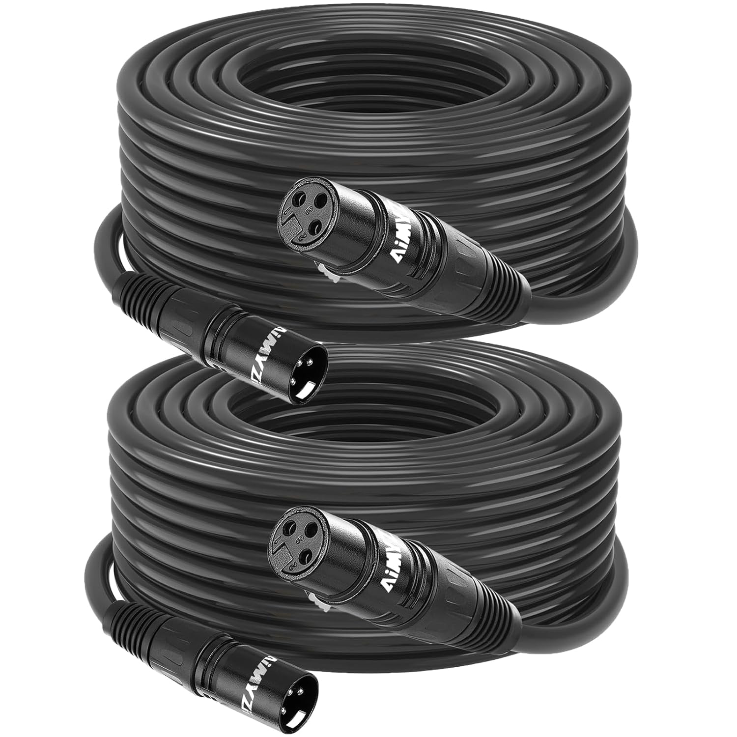 XLR Cable Microphone Cable 100 Feet 2 Pack Premium Balanced Mic Cable Pure Copper Conductors Male to Female 3 Pin XLR Microphone Cable