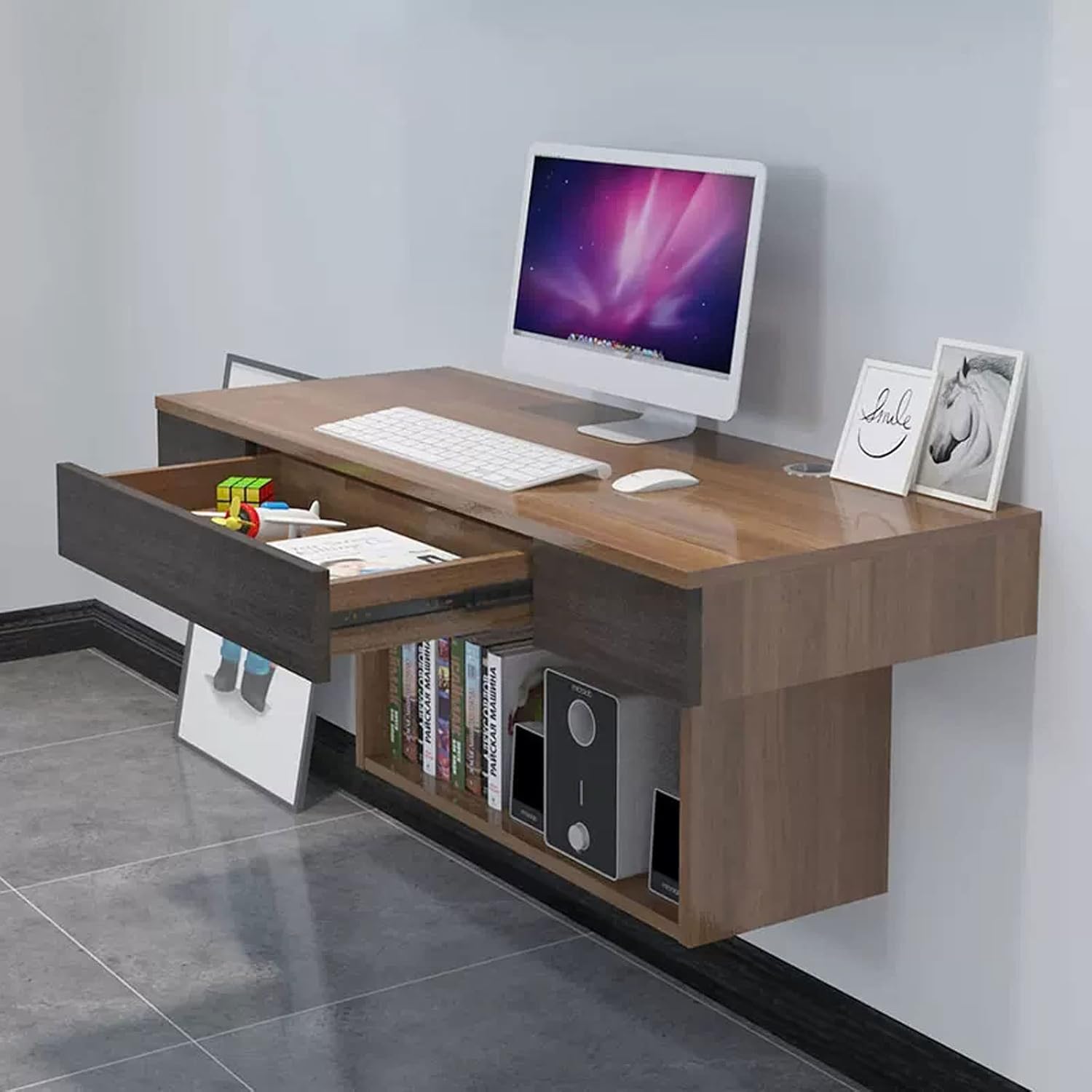 Computer Desk Wall Mounted TV Cabinet Floating Shelf Wall Shelf Bedroom Living Room Office Study Table Reading Desk TV Stand Multimedia Shelf Mobile Shelf Gaming Shelf Wall Mount Corner Shelves